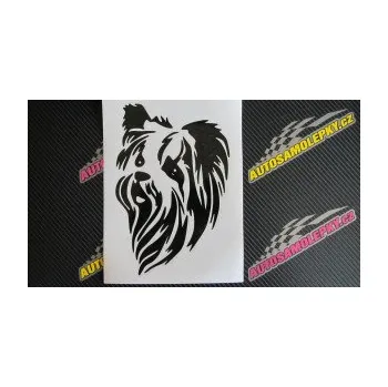 Polep vozidla SAMOLEPKA Pes 152 levá Jorkšírský teriér (10 - červená) NA AUTO, NÁLEPKA, FÓLIE, POLEP, TUNING, VLASTNÍ TEXT, TISK, AUTOSAMOLEPKY.cz, POLEPY, OBRÁZEK, LOGO, SAMOLEPKY