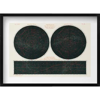 Obraz Elegantní obraz do obýváku v černém rámu - Grafika nebe a vesmíru 70x50 cm