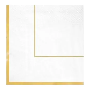 Papírový ubrousek Ubrousky bílé papírové se zlatým proužkem Elegant Gold Narozeniny Svatba