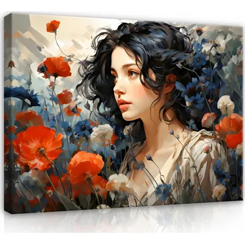 Obraz Obraz ŽENA KVĚTY VLČÍ MÁKY Na Plátně na Zeď do Obýváku Ložnice Velký 60x40