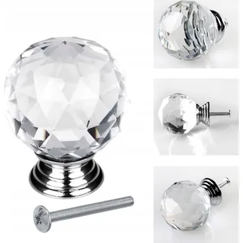 Nábytkové kování 10x GAŁKA KRYSZTAŁOWA MEBLOWA SZKLANA DO MEBLI NÁBYTKOVÁ ÚCHYTKA NA SKŘÍŇ SKŘÍNĚ