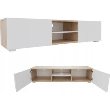 Komoda TV stolek AURA 140 cm ZÁVĚSNÝ / STOJÍCÍ komoda stolek pod TV dub sonoma bílá