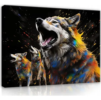 Obraz OBRAZ NA PLÁTNĚ VLCI ABSTRAKCE ČERNÝ DO LOŽNICE OBÝVÁKU 40x30
