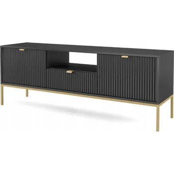 Televizní stolek TV stolek/skříňka Glamour NOVA Černá, zlatý rám