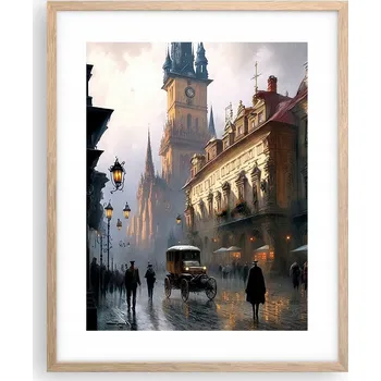 Obraz Obraz plakát na zeď v rámu světlý dub 40x50 staré město do obýváku