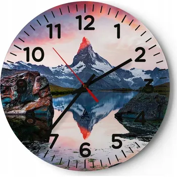 Hodiny Nástěnné hodiny do obýváku 40x40 Krajina Kulatý Skleněné hodiny Loft Tiché