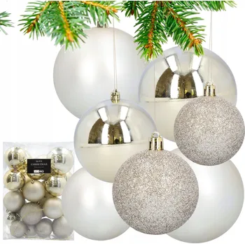 Vánoční dekorace VÁNOČNÍ BAŇKY na vánoční stromeček plastové ozdoby velký set 26 kusů zlatých