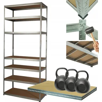 Dílenský regál Kovový regál do skladu pozinkovaný HELIOS 270x75x30cm 7 polic x 350kg VYSOKÝ