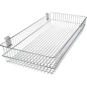 Kovový košík 40x90 cm k zavěšení na panely Varianta: stříbrná, Balení: 1 ks