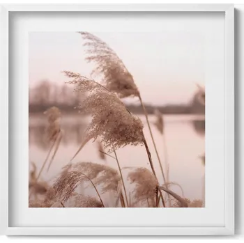 Obraz Závěsný obraz rámeček Romantická krajina s trávou a jezerem v boho stylu 50x50 cm