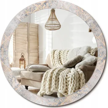 Zrcadlo Zrcadlo s potiskem do koupelny ložnice obývacího pokoje Velké fi 90 cm Staré dlaždice