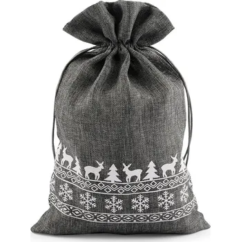 Vánoční dekorace Vánoční dárkový pytlík 20x30 cm imitace juty Varianta: 3 šedá, Balení: 1 ks