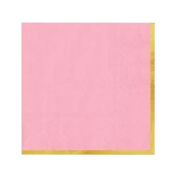 Papírový ubrousek Papírové ubrousky RŮŽOVÉ se zlatým okrajem - 10 Ks
