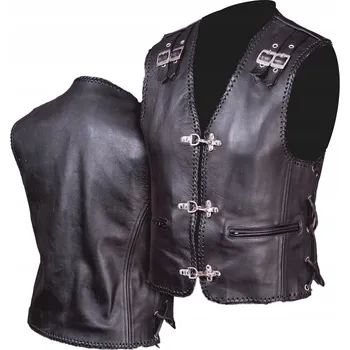 Moto bunda UNIKÁTNÍ MOTOCYKLOVÁ KOŽENÁ VESTA KM005 5XL