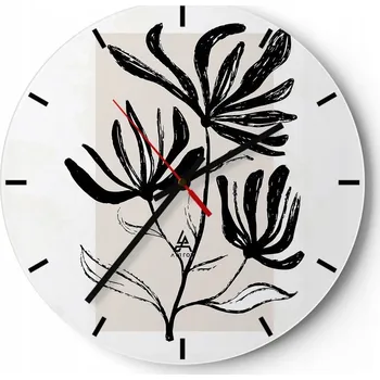 Hodiny Nástěnné hodiny do kuchyně 30x30 Květina Skleněné hodiny do obýváku Loft Tiché