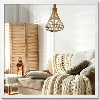 Zrcadlo Dekorativní Zrcadlo v Bílém Dřevěném Rámu do Obývacího Pokoje Předsíně Boho MDF