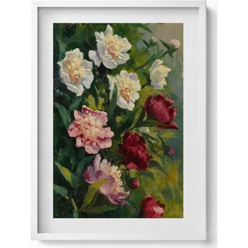 Obraz Obraz v rámu na zeď do obýváku Malované krásné květiny 50x70 cm