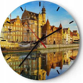 Hodiny Nástěnné hodiny do kuchyně 30x30 Město Skleněné hodiny do obýváku Loft Tiché