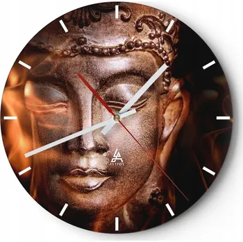Hodiny Velké nástěnné hodiny na zeď 40x40 Buddha Skleněné hodiny Kulatý Tiché