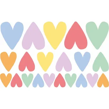 Samolepící dekorace Samolepka na stěnu Barevná Srdce Srdíčka