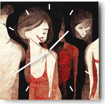 Hodiny Velké nástěnné hodiny na zeď 40x40 Ženy Skleněné hodiny Čtvercové Tiché