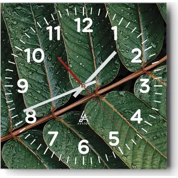 Hodiny Nástěnné hodiny do obýváku 40x40 Listy Tiché Skleněné hodiny Bez hlučnosti