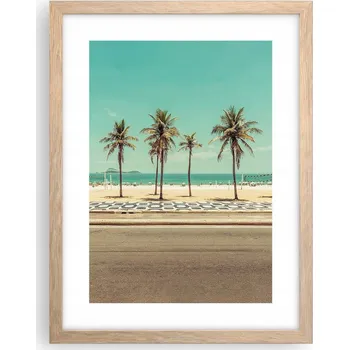 Obraz Obraz plakát v rámu světlý dub do obývacího pokoje 30x40 pláž foto plakáty na zeď