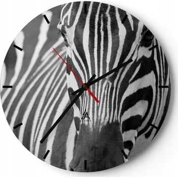 Hodiny Nástěnné hodiny Skleněné hodiny 30x30 cm Zvířata Zebra Černo-bílé hodiny na zeď ARTTOR Moderní nástěnné hodiny do obýváku Tiché nástěnné hodiny do kuchyně Skleněné nástěnné hodiny bezhlučné Nástěnná dekorace moderní stylové Nástěnné hodiny do kuchyně kula
