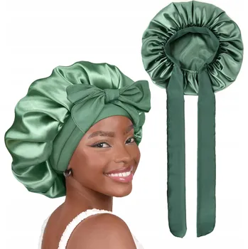Čepice Hedvábná čepice na spaní, saténová čepice na vlasy s páskem