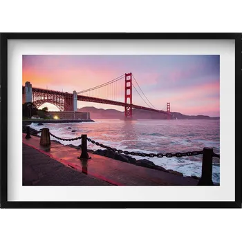 Obraz Dekorativní nástěnný obraz v rámu do obýváku Pohled na most Golden Gate 70x50 cm