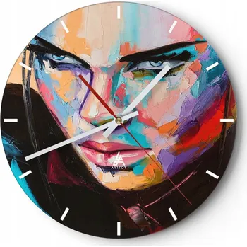 Hodiny Velké nástěnné hodiny na zeď 40x40 Žena Skleněné hodiny Kulatý Tiché