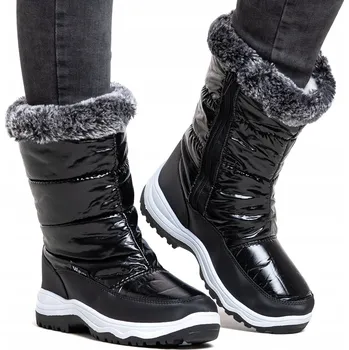 Dámská zimní obuv Zateplené sněhule LEHKÉ vysoké zimní boty pohodlné ZIP Wojtyłko 37