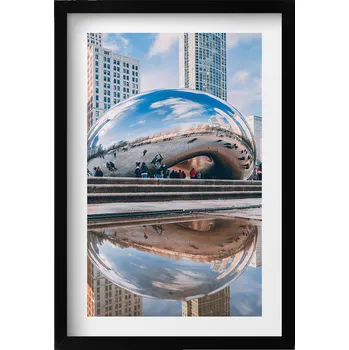 Obraz Nástěnný obraz v černém rámu dekorace interiéru Cloud Gate Chicago 40x60 cm