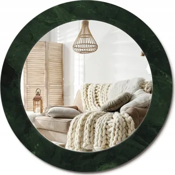 Zrcadlo Zrcadlo s ozdobným skleněným okrajem, průměr 60 cm, zelený mramor