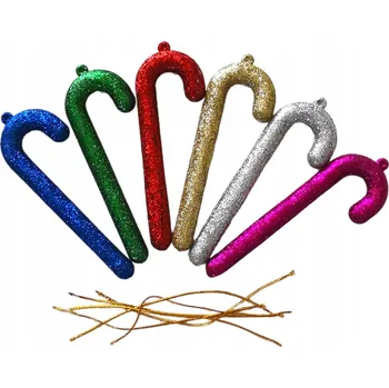 Vánoční ozdoba 6 x ZÁVĚSNÁ OZDOBA NA STROMEČEK LÍZÁTKO hůlka třpytivá vánoční koule