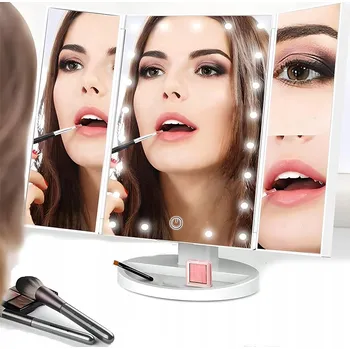 Kosmetické zrcátko KOSMETICKÉ ZRCÁTKO S LED PODSVÍCENÍM, SKLÁDACÍ, ZVĚTŠOVACÍ, NA MAKE-UP