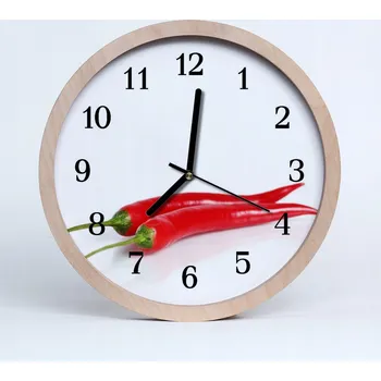 Hodiny Rustikální nástěnné hodiny do loftu Paprika Zelenina 25 cm