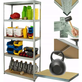 Dílenský regál Kovový regál skladový stojan pozink HELIOS 180x110x45cm 5 polic x 175kg ODOLNÝ