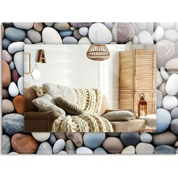 Zrcadlo Dekorativní zrcadlo s ozdobným potiskem Barevné hladké kameny 80x60 cm