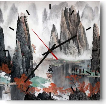 Hodiny Velké nástěnné hodiny 40x40 Abstrakce Skleněné tiché hodiny