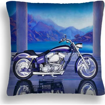 Polštář POLŠTÁŘ MOTORKA 02 MODRÝ CHOPPER POVLAK NA MALÝ POLŠTÁŘEK