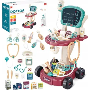 Hra na obchod Sada Malý Doktor Lékař EKG Vozík Příslušenství Malý Lékař Svítící