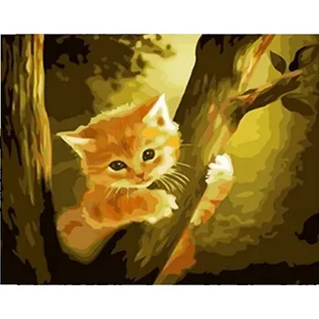 Obraz Diamantová mozaika - Koťátko na stromě