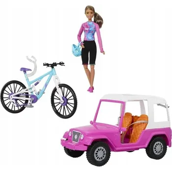 Panenka PANENKA BARBIE MADE TO MOVE + AUTO JEEP + HORSKÉ KOLO velká sada na hraní