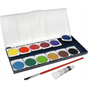 Vodová barva Akvarelové barvy Phoenix 12 barev v tabletách a štětec