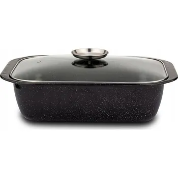 pekáč Smaltovaný čtverec pekáč NAVA 41 cm 7 l skleněné víko