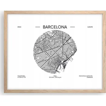 Obraz Obraz plakát na zeď v rámu světlý dub 50x40 mapa foto plakáty do obýváku