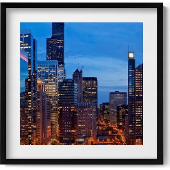 Obraz Obraz v černém rámu na zeď Světla budov velkoměsta 50x50 cm