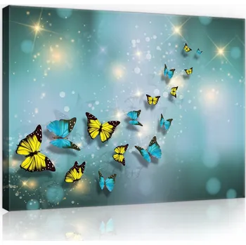 Obraz Obraz do obýváku MOTÝLI TYRKYSOVÁ 3D MODERNÍ 100x70