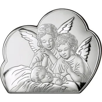 Obraz Stříbrný obrázek anděla strážného Rozměr: 10,7 x 8,7 cm